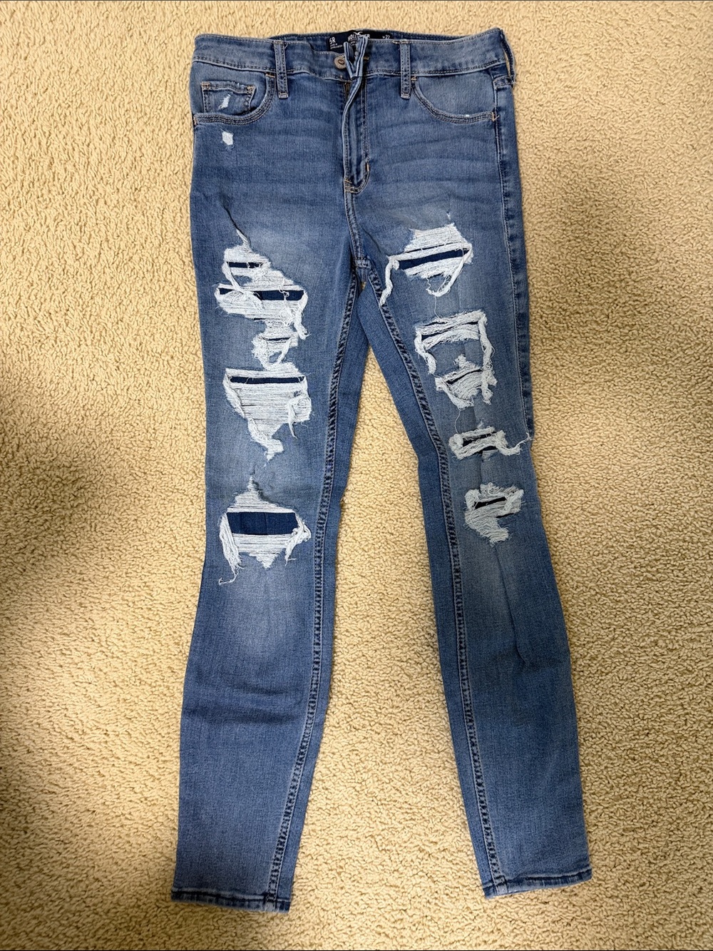 Hollister Distressed Skinny Jeans in Medium Blue Wash